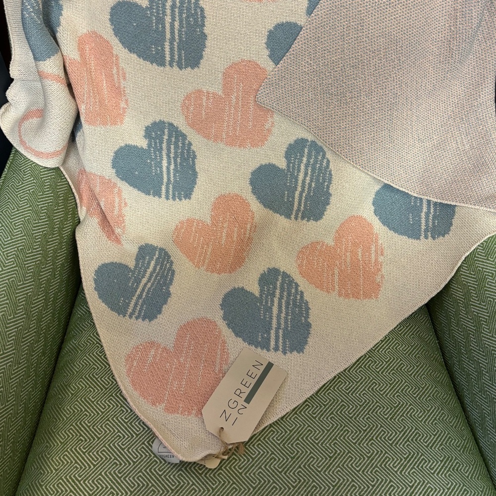 In2Green Heart Print Cotton Baby Blanket